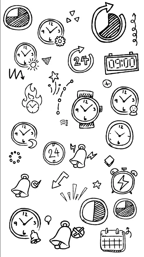 Time and Clock Management Line Art Motion Graphic Vertical Stock-Footage 344765547