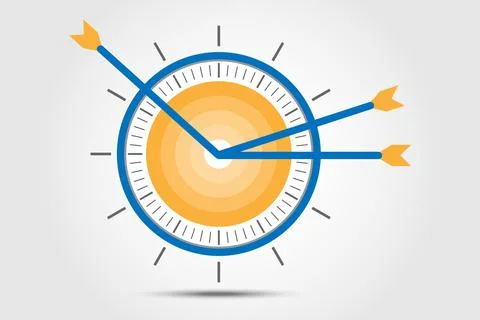 Time and clock target concept. Hour measurement efficiency vector symbol illu Ilustración de archivo