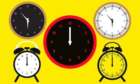 Time And Clock Vector Illustration Collection. Stock Illustration