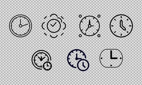 Time and clock vector linear icons set Illustrazione stock