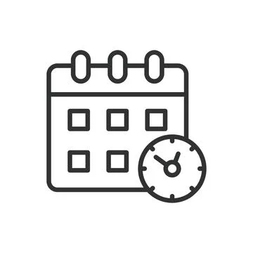 Time and Date, in line design. Time, date, calendar, clock, schedule Stock-Illustration
