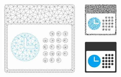 Time and Date Vector Mesh Network Model and Triangle Mosaic Icon Stock Illustration
