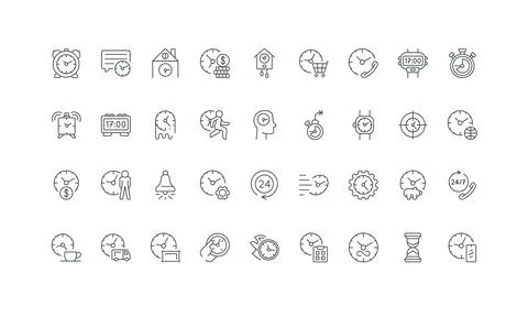 Time and digital clock for time management, deadline control, efficiency line Stock Illustration