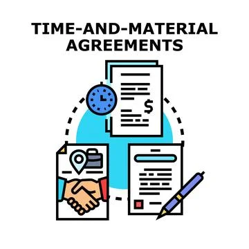 Time and material agreement contract business document Stock Illustration