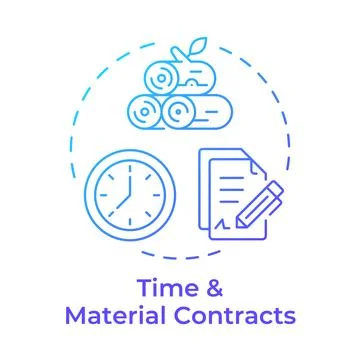Time and material contracts blue gradient concept icon Stock Illustration