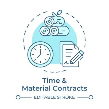 Time and material contracts soft blue concept icon Stock Illustration