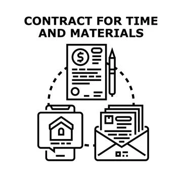 Time and materials agreement concept for construction and service Stock Illustration