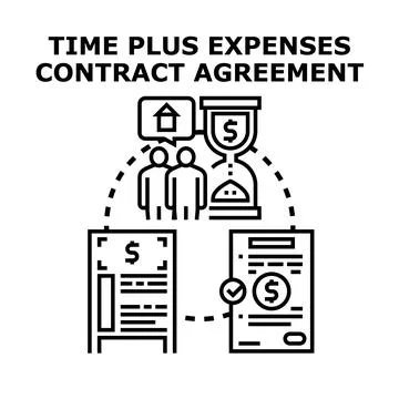 Time and materials agreement for project cost calculation Stockillustratie