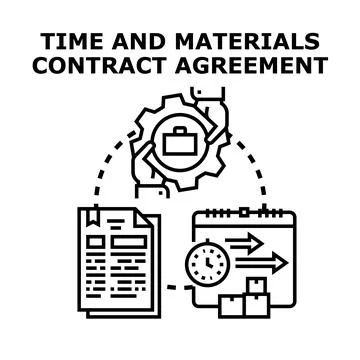 Time and materials contract agreement management process Stock Illustration