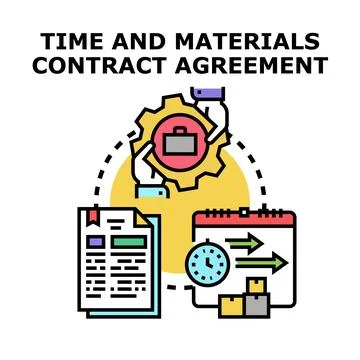 Time and materials contract agreement management process Stock Illustration