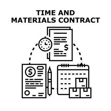 Time and materials contract document signing calculation Stock Illustration