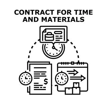 Time and materials contract document managing project budget Stock Illustration