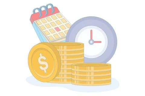 Time and money saving, Time is Money Concept. Stock Illustration