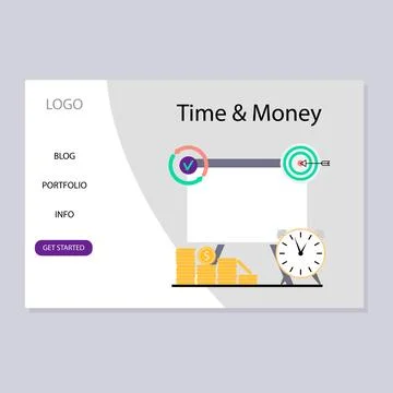 Time and money, strategy of developing business landing page Stock Illustration
