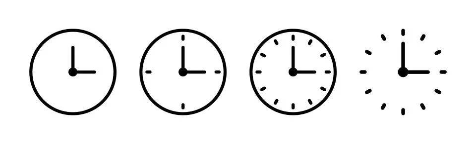 Time and round clock icon set, circle arrow icon - Vector Ilustración de archivo