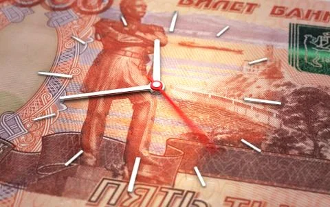 Time and Russian Ruble Stock Illustration