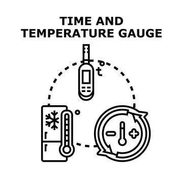 Time and temperature gauge measuring climate control Stock Illustration