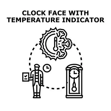 Time and temperature measurement indicating current weather Stock Illustration