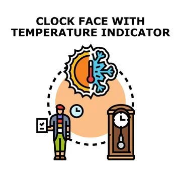 Time and temperature measurement indicating current weather Stock Illustration