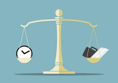 Time and work on balance scale Stock Illustration