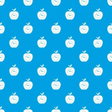 Time apple pattern vector seamless blue Illustrazione stock