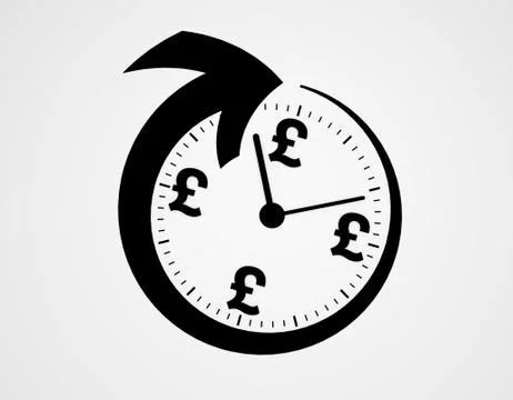 Time arrow and pound symbol, time accumulation and success Stock Illustration