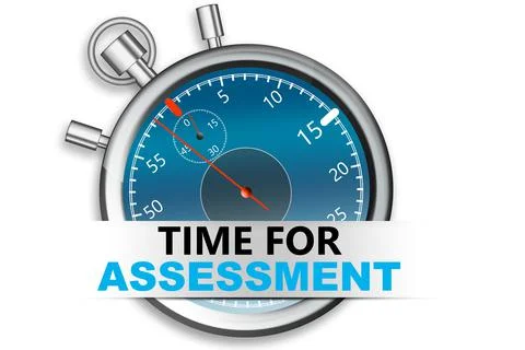 Time for assessment banner on stopwatch 库存插图