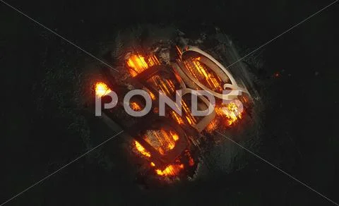 Time for BBQ fiery design with dramatic orange flames and explosive sparks on Stock Illustration