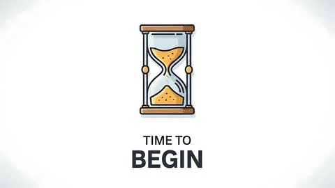 Time to begin with sand timer graphic Stock Illustration