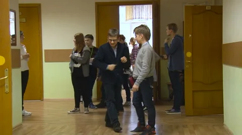 Time Between Lessons. Students Dally. Boys and Girls in the School. Children, Stock Footage 62629813