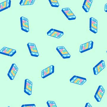 Time blocking app management isometric icon seamless pattern Stock Illustration