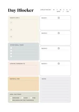 Time Blocking Planner, Time Boxing, Time Management, Printable Planner Illustrazione stock