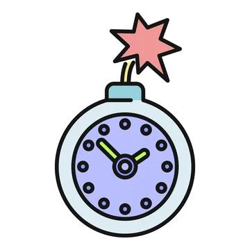Time bomb concept with clock and sparking fuse 库存插图