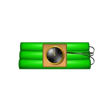 Time bomb connected to clock explodes Stock Illustration