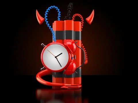 Time bomb with devil horns and tail Stock Illustration