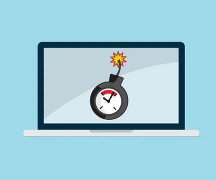 Time bomb in laptop, security, time management concept flat style Illustrazione stock