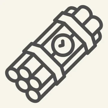 Time bomb line icon. Dynamite vector illustration isolated on white. Detonator Stock Illustration