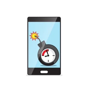 Time bomb in smartphone vector illustration Stock Illustration