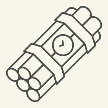 Time bomb thin line icon. Dynamite vector illustration isolated on white Illustrazione stock