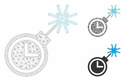 Time Bomb Vector Mesh 2D Model and Triangle Mosaic Icon 스톡 일러스트