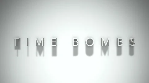 Time bombs 3D title animation with shadows on a white background Stock Footage 296809663
