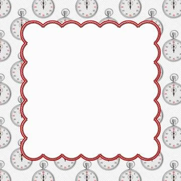 Time border with silver stopwatch on white Stock Illustration