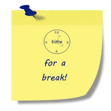 Time for a break post it note Stock Illustration