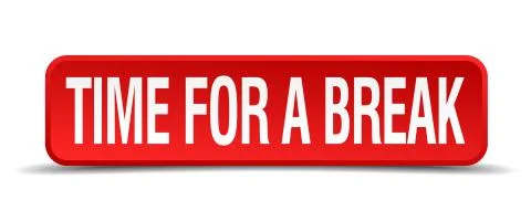 Time for a break red 3d square button isolated on white Illustrazione stock