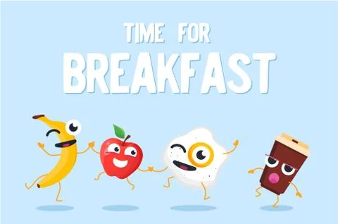 Time for breakfast - modern vector colorful illustration Stock Illustration