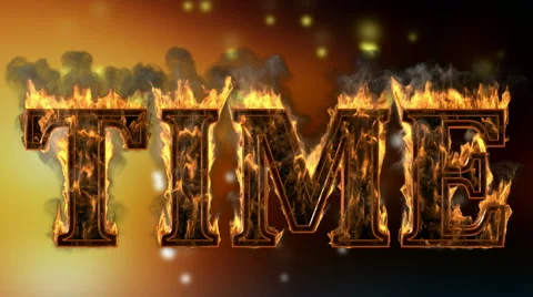 Time . burning word on glowing background Видео 42542711