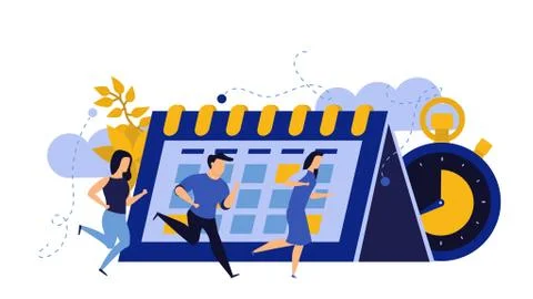 Time to business vector abstract management growth people with calendar and c Stock Illustration