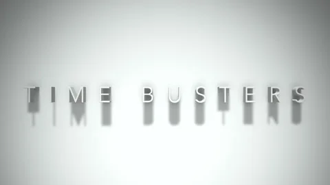 Time busters 3D title animation white text on a white background Stock-Footage 299647378