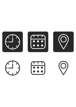 Time Calendar Location Navigation Icon Set Stock Illustration