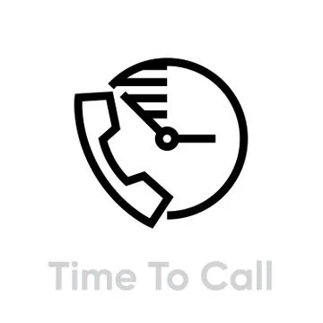 Time to call icon. Editable line vector. Stock Illustration